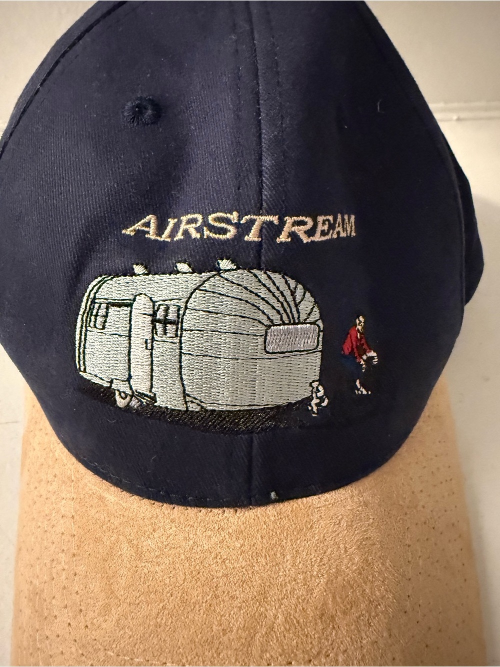 Studio Eleven Men’s Vintage Adjustable Cap Navy Beige Featuring Airstream Camper